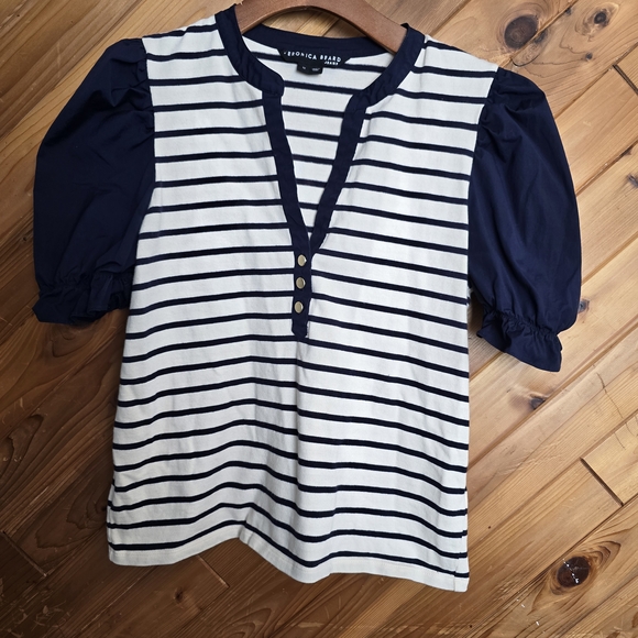 Veronica Beard Raegan Puff-Sleeve Top Size Medium - Picture 2 of 5